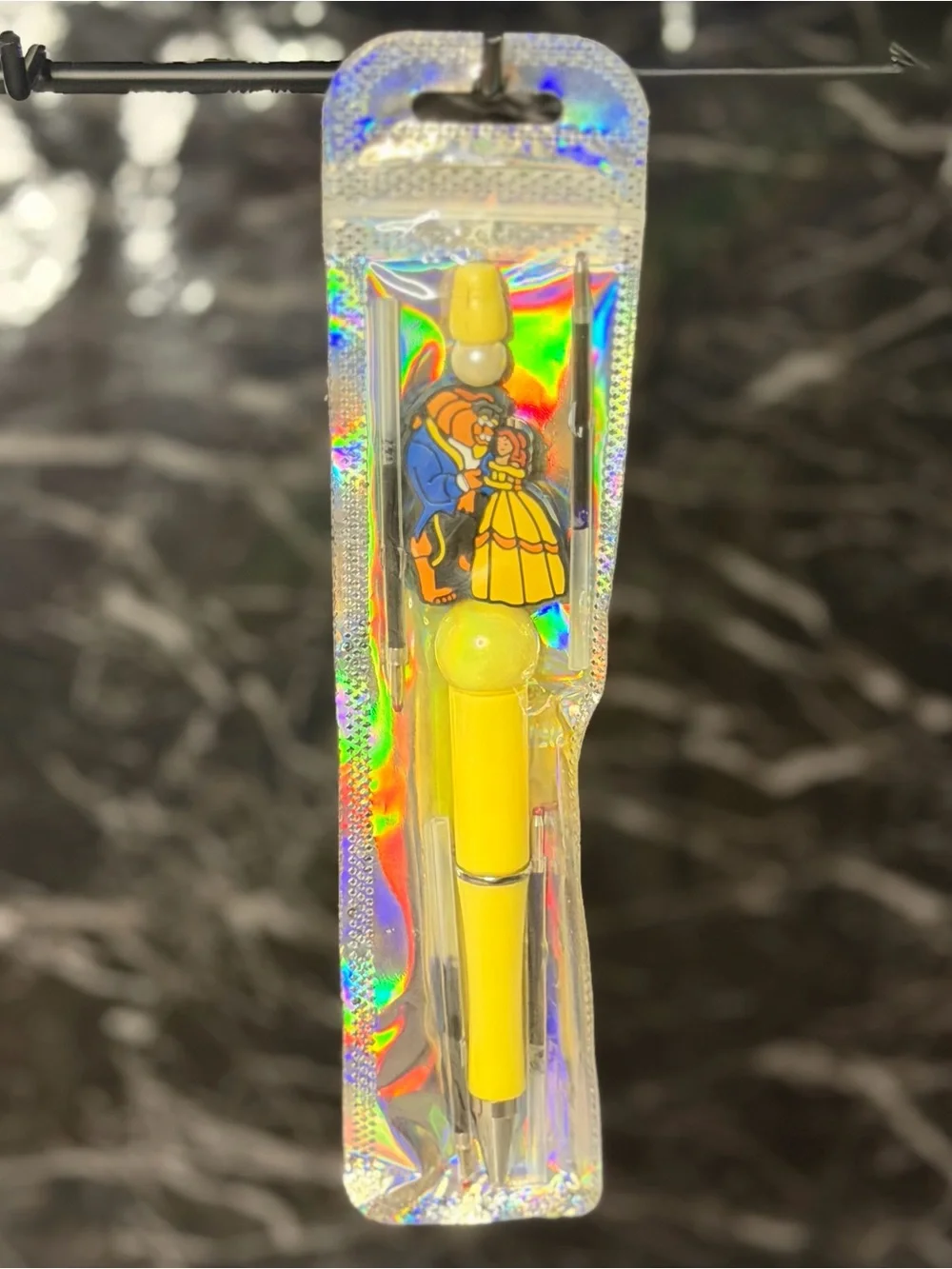 Beauty & the Beast Focal Bead Pen Black & Blue Ink